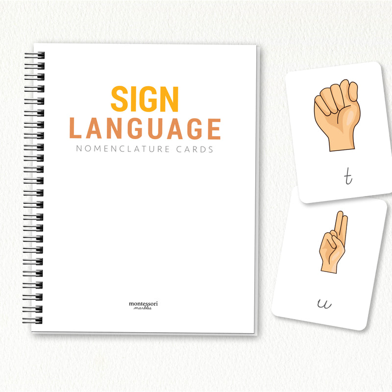 American Sign Language Nomenclature Cards (Cursive)