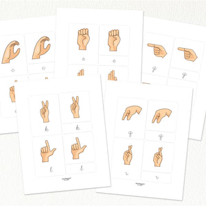 American Sign Language Nomenclature Cards | Cursive
