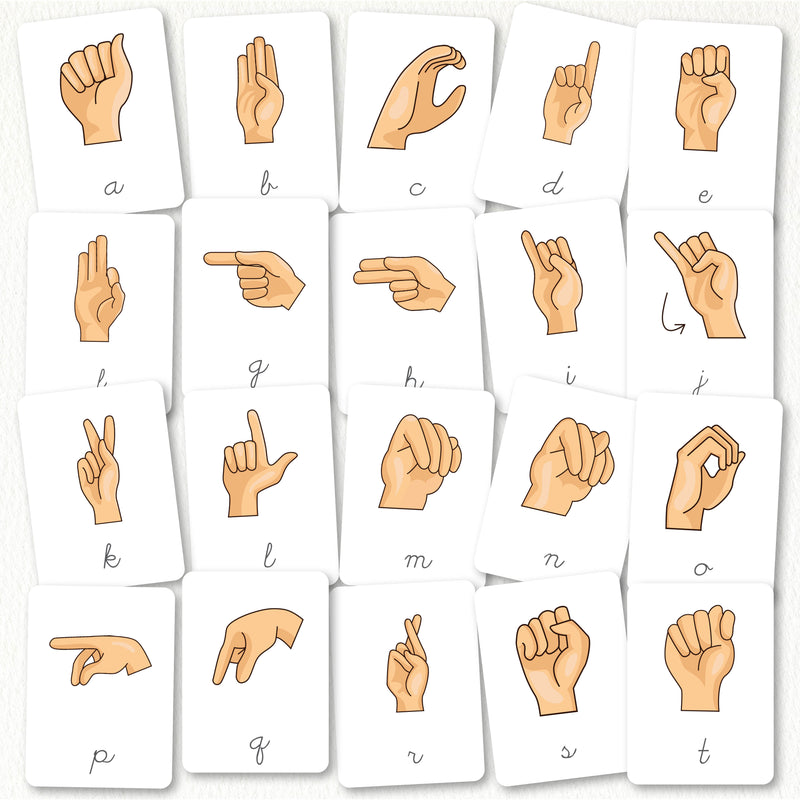 American Sign Language Nomenclature Cards (Cursive)