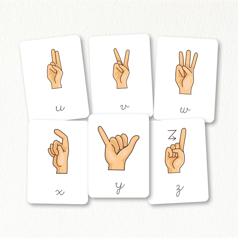 American Sign Language Nomenclature Cards (Cursive)
