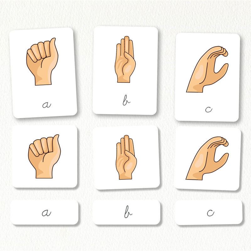 American Sign Language Nomenclature Cards (Cursive)