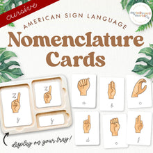 Load image into Gallery viewer, American Sign Language Nomenclature Cards | Cursive
