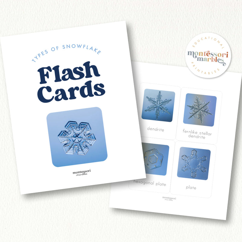 Types of Snowflakes Flash Cards