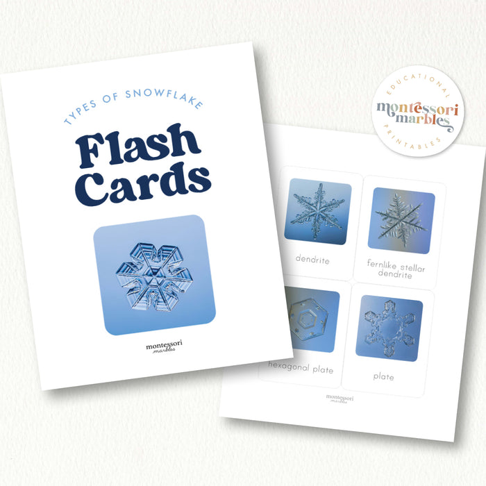 Types of Snowflakes Flash Cards