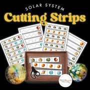 Solar system cutting strips for fine motor practice
