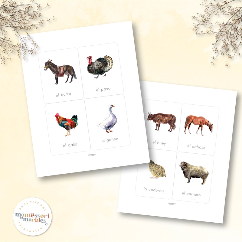 Animales de La Granja Tarjetas Didácticas