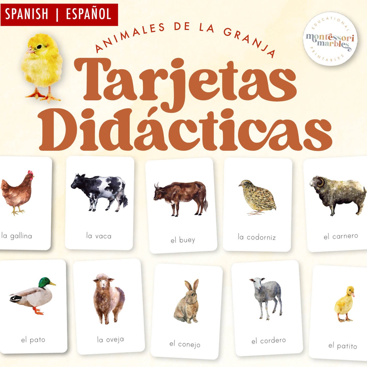 Animales de La Granja Tarjetas Didácticas