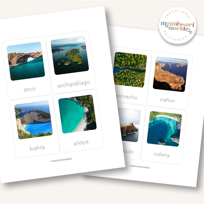 Landforms Spanish Flash Cards