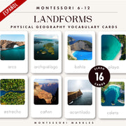 Spanish landforms flash cards for geography