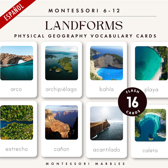 Landforms Spanish Flash Cards