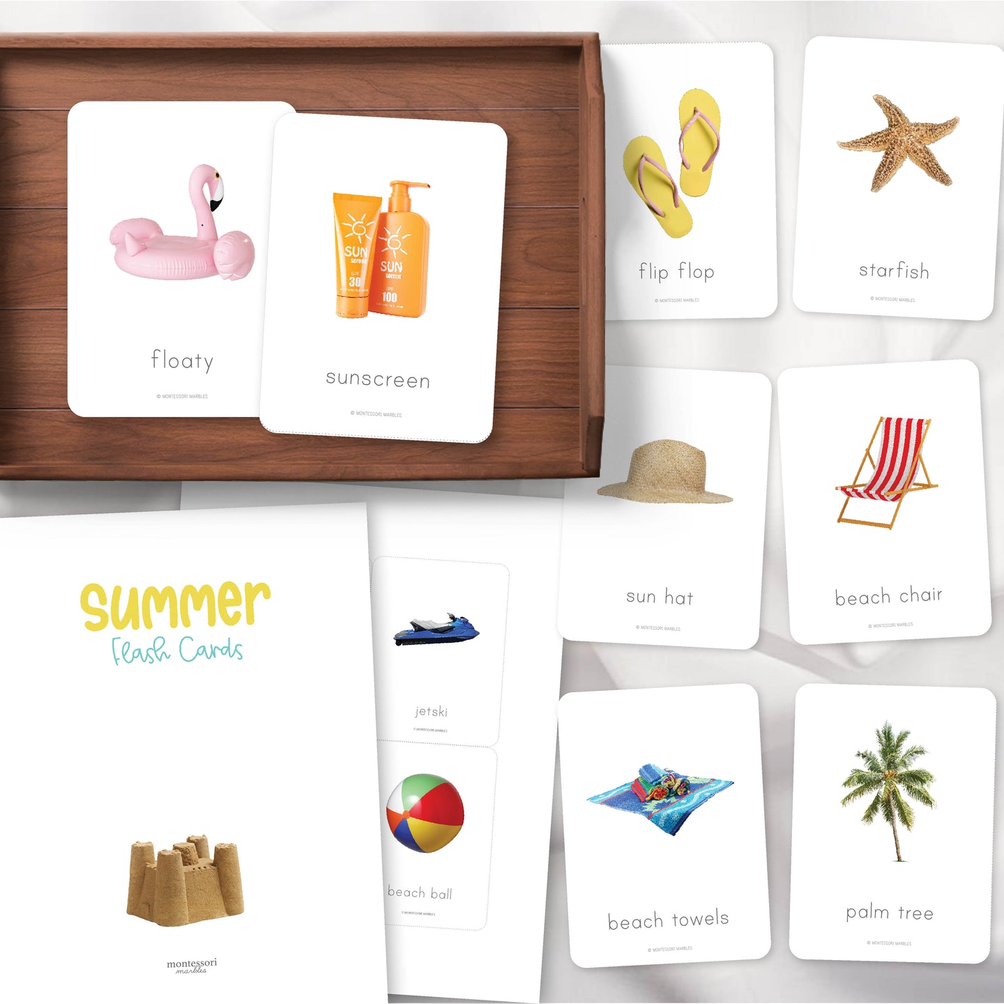 Summer Visual Card Summer Flash Cards | Montessori Printable Resources – Montessori Marbles