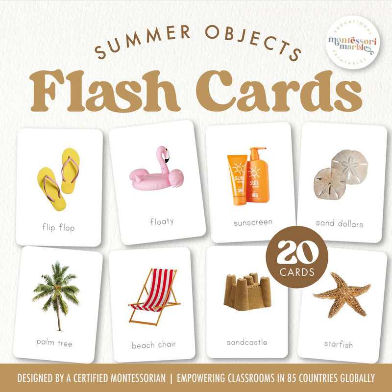 Summer and beach vocabulary flash cards