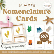 Summer 3-part nomenclature cards for seasonal vocabulary study
