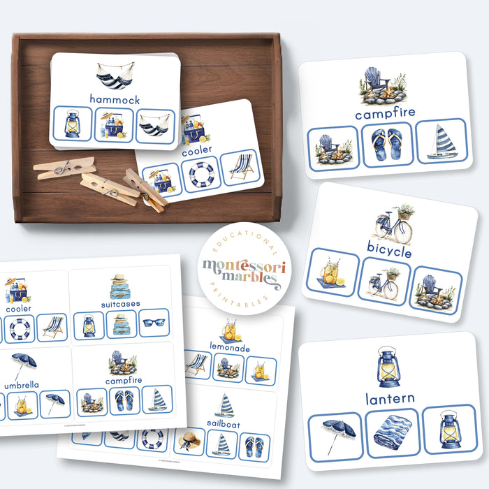 Summer Picture Matching Clip Cards | Montessori Visual Skills Activity for Ages 3-6