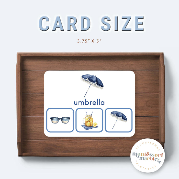 Summer Picture Matching Clip Cards | Montessori Visual Skills Activity for Ages 3-6