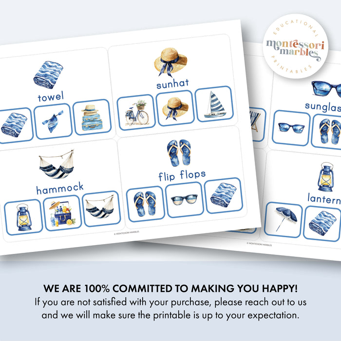 Summer Picture Matching Clip Cards | Montessori Visual Skills Activity for Ages 3-6