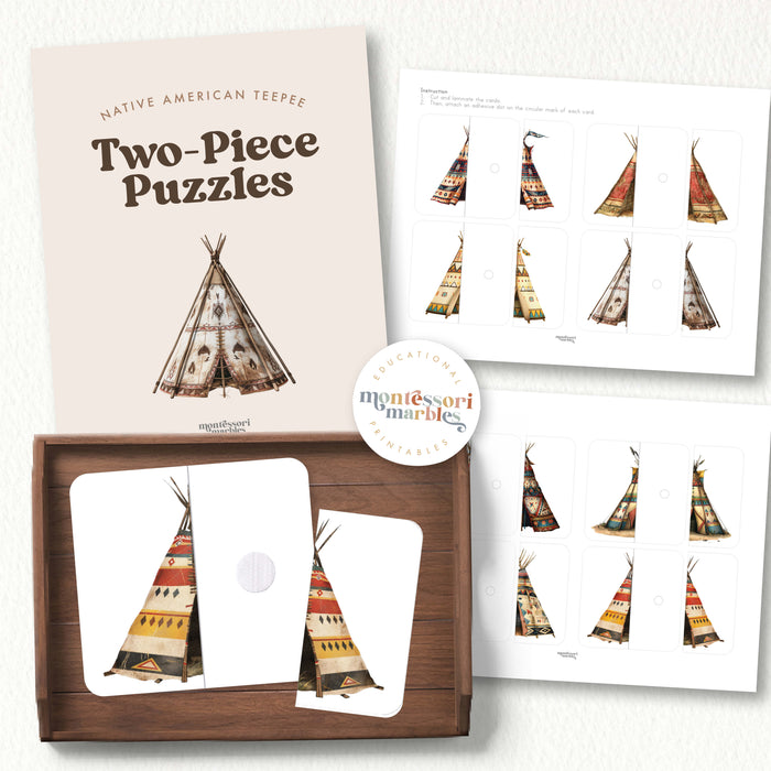 Native American Teepee Puzzles | Montessori Cultural Printable