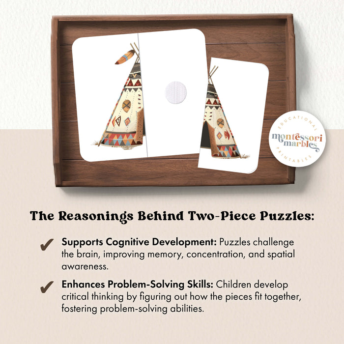 Native American Teepee Puzzles | Montessori Cultural Printable