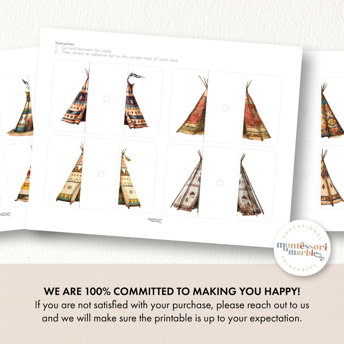 Native American Teepee Puzzles | Montessori Cultural Printable