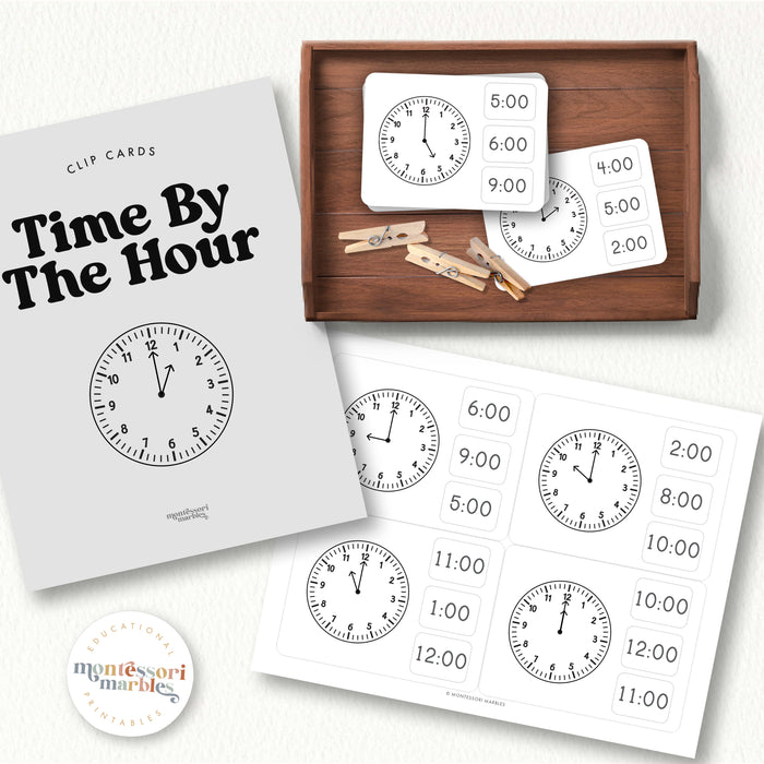 Telling Time By Hour Clip Cards