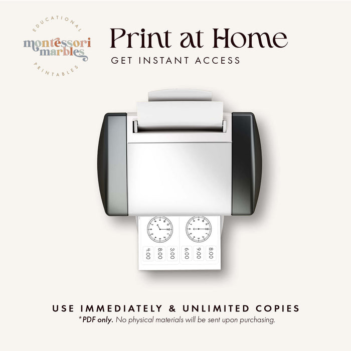 Telling Time By Hour Clip Cards