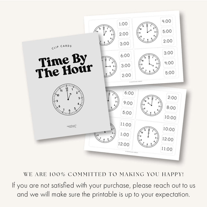 Telling Time By Hour Clip Cards