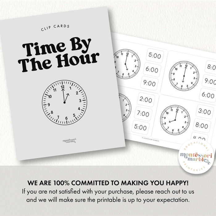 Telling Time By Hour Clip Cards