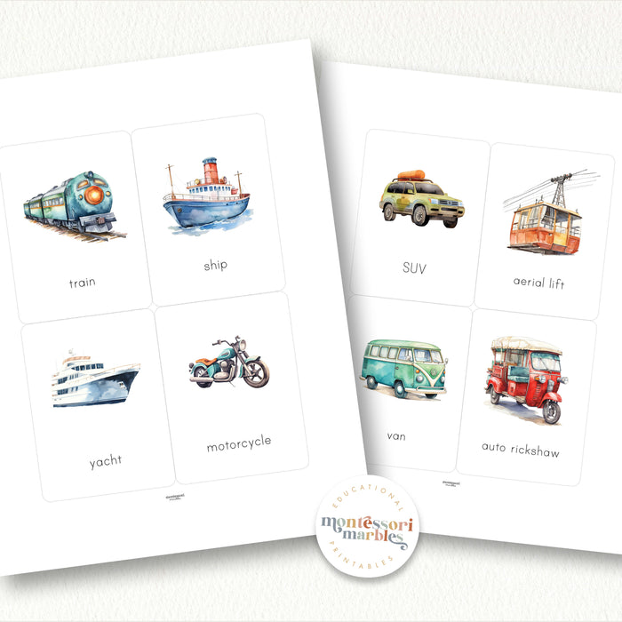 Transportation Flash Cards