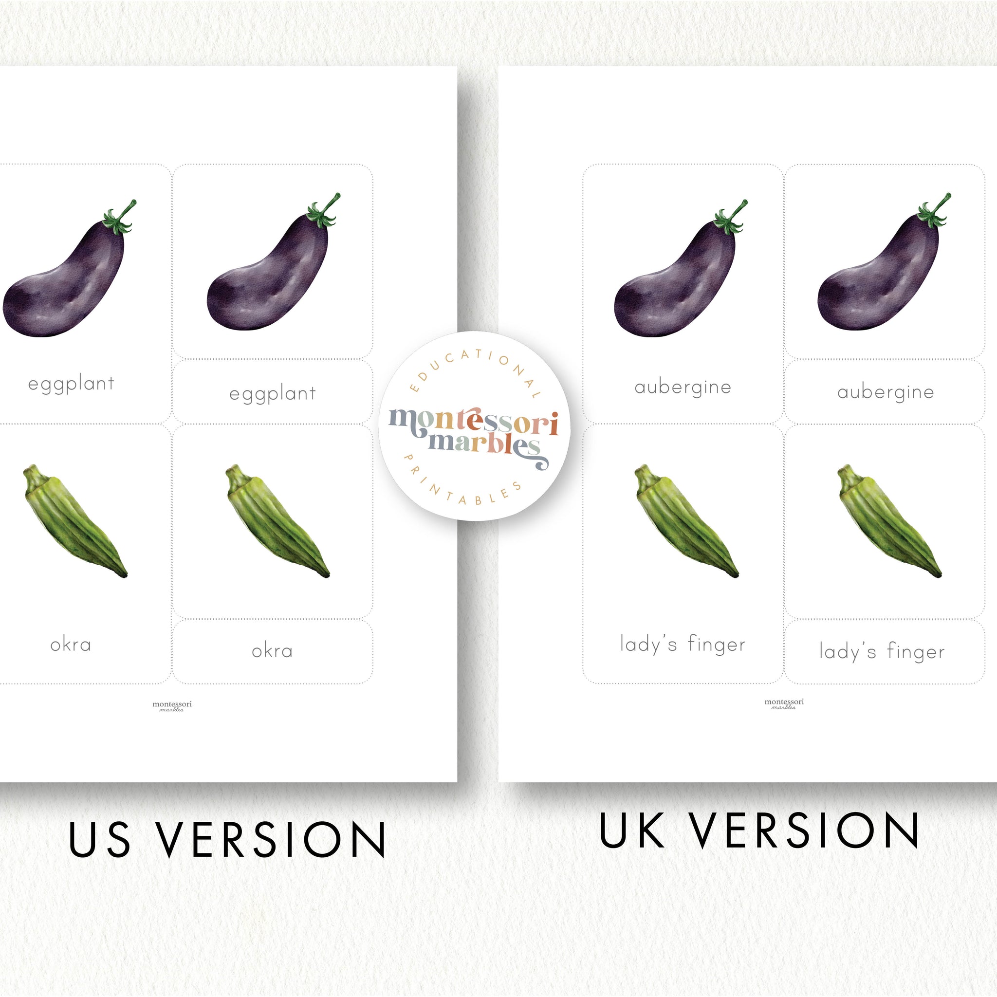 Vegetable Nomenclature Cards Montessori Inspired Resources