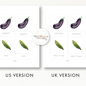 Vegetables Nomenclature Cards