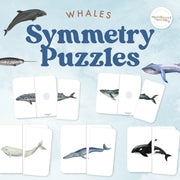 Whale symmetry puzzles celebrating marine mammals