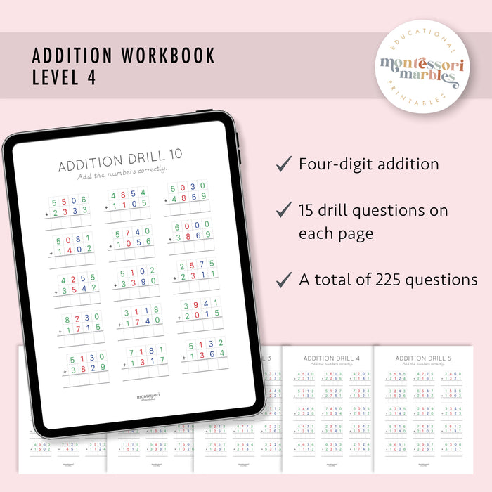 Addition Drills Workbook Level 4