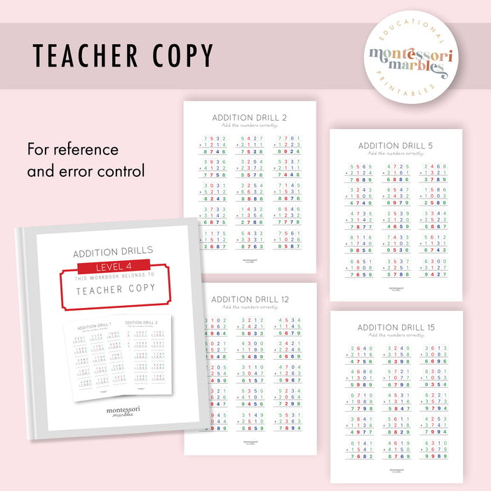 Addition Drills Workbook Level 4