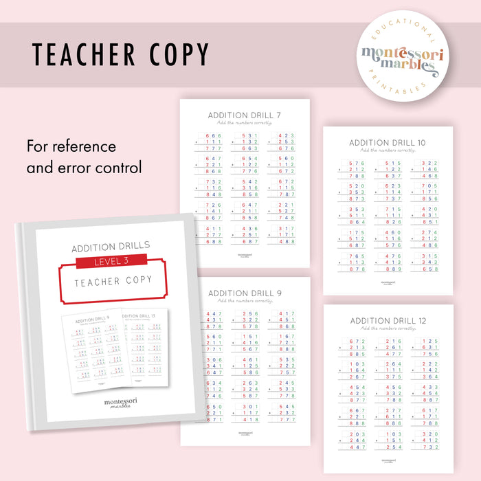 Addition Drills Workbook Level 3