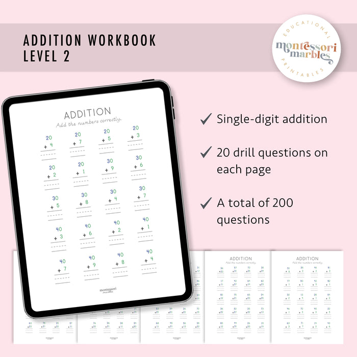 Addition Drills Workbook Level 2