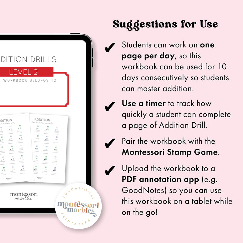 Addition Drills Workbook Level 2