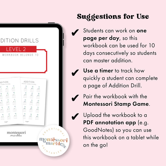 Addition Drills Workbook Level 2