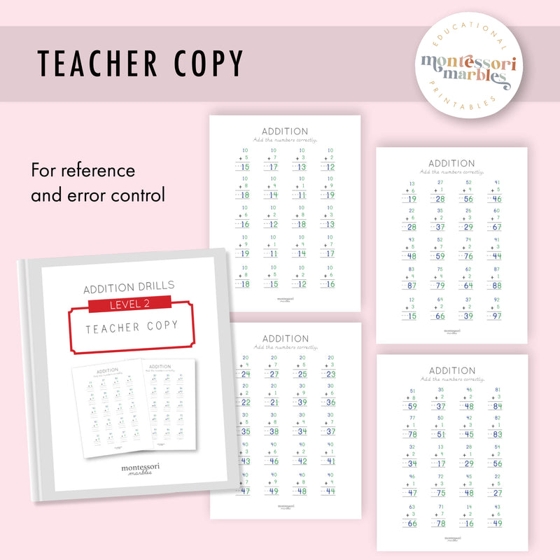 Addition Drills Workbook Level 2