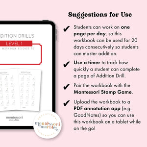 Addition Drills Workbook Level 1