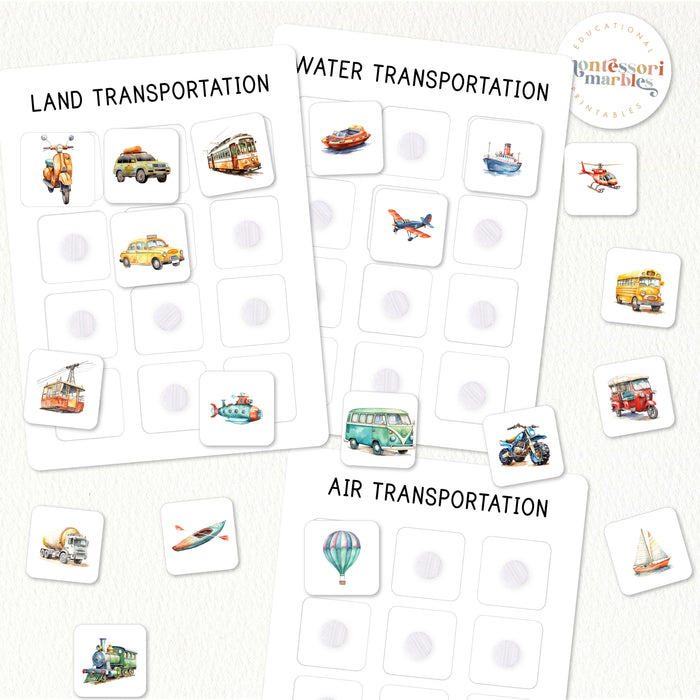 Sorting Cards: Land, Air & Water Transportation