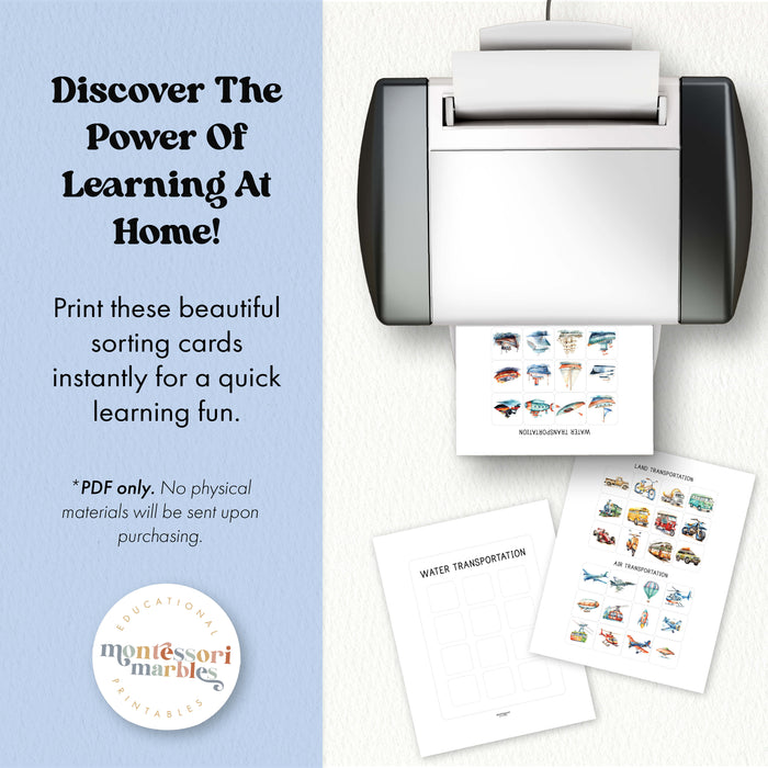 Sorting Cards: Land, Air & Water Transportation