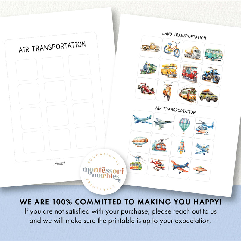 Sorting Cards: Land, Air & Water Transportation