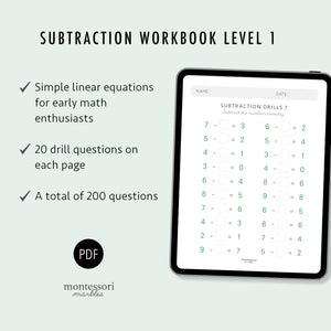 Subtraction Drills Workbook Level 1