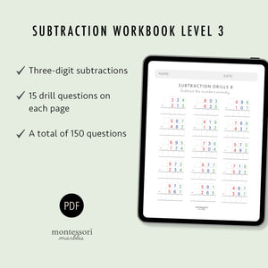 Subtraction Drills Workbook Level 3