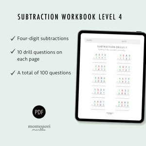 Subtraction Drills Workbook Level 4