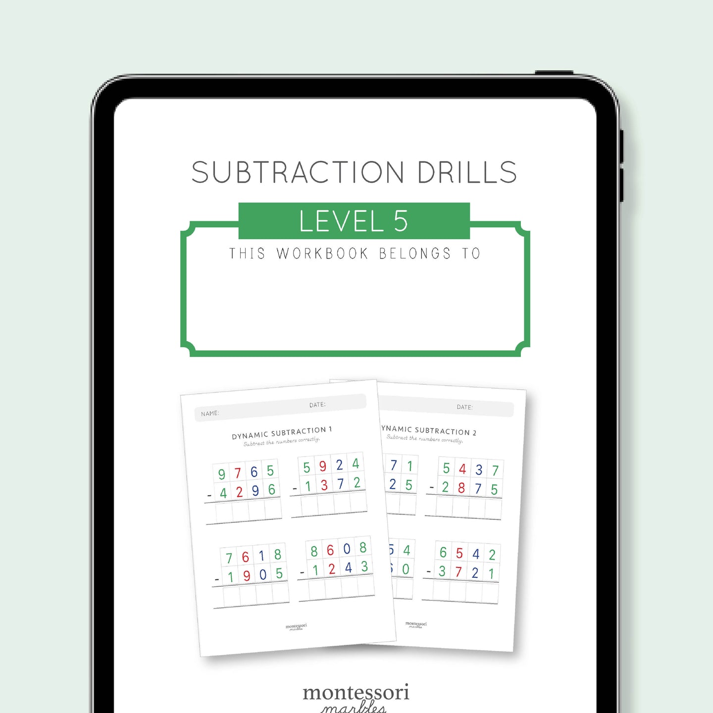 Subtraction Drills Workbook Level 5