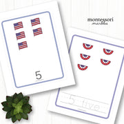 U.S. patriotic counting and number tracing practice