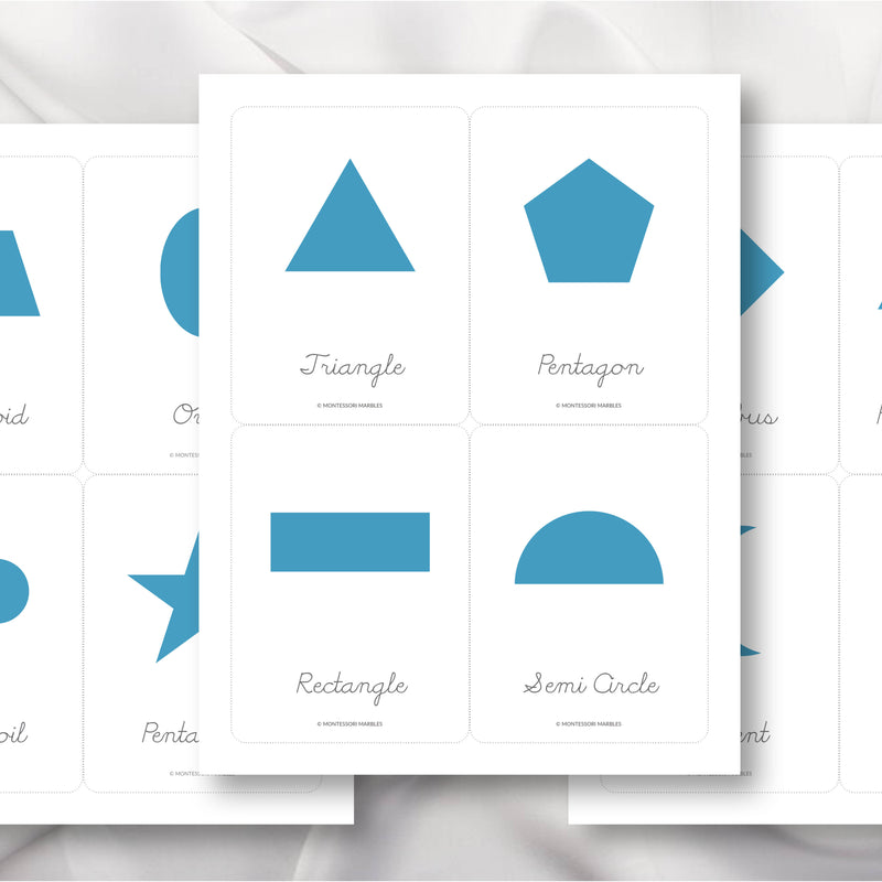 Shapes Flash Cards in Cursive