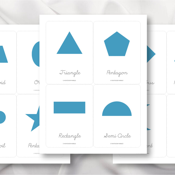 Shapes Flash Cards in Cursive