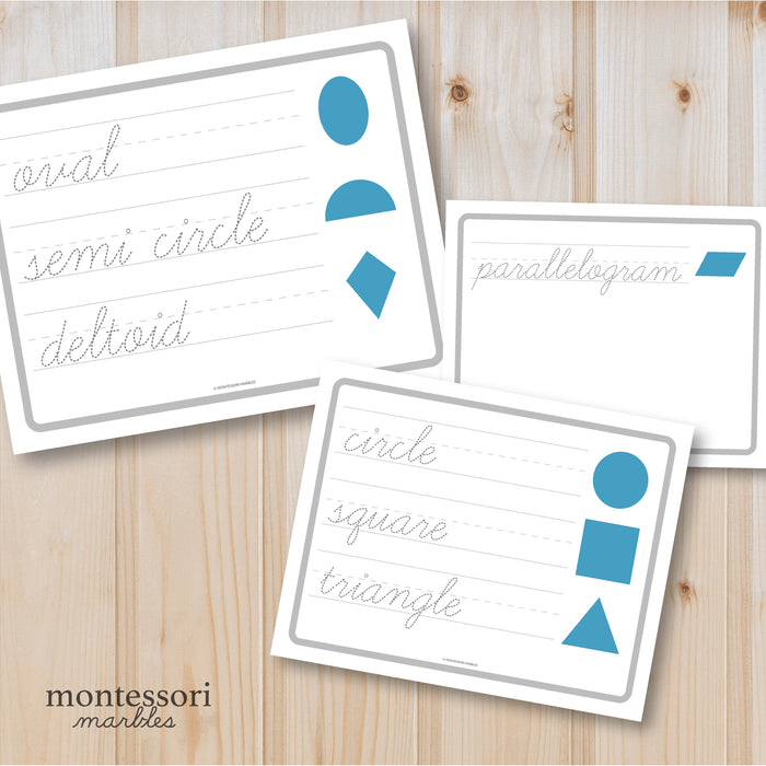 Shapes Tracing Practice in Cursive